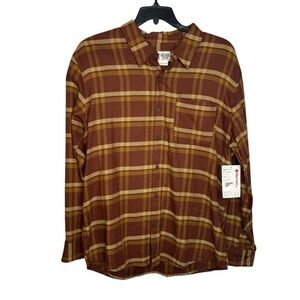 NWT Marmot Brown Chocolate Fairfax Lightweight Plaid Flannel Shirt Men’s Large